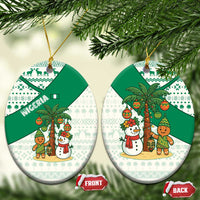 Nigeria Christmas Ceramic Ornament with Gingerbread Snowman Palm Tree and Tribal Mask Design - Wonder Print Shop