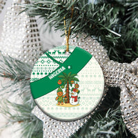 Nigeria Christmas Ceramic Ornament with Gingerbread Snowman Palm Tree and Tribal Mask Design - Wonder Print Shop
