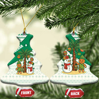 Nigeria Christmas Ceramic Ornament with Gingerbread Snowman Palm Tree and Tribal Mask Design - Wonder Print Shop