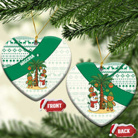 Nigeria Christmas Ceramic Ornament with Gingerbread Snowman Palm Tree and Tribal Mask Design - Wonder Print Shop