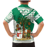 Nigeria Christmas Family Matching Mermaid Dress and Hawaiian Shirt with Gingerbread Snowman Palm Tree and Tribal Mask Design - Wonder Print Shop