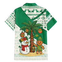 Nigeria Christmas Family Matching Mermaid Dress and Hawaiian Shirt with Gingerbread Snowman Palm Tree and Tribal Mask Design - Wonder Print Shop
