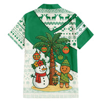 Nigeria Christmas Family Matching Off The Shoulder Long Sleeve Dress and Hawaiian Shirt with Gingerbread Snowman Palm Tree and Tribal Mask Design - Wonder Print Shop