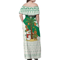 Nigeria Christmas Family Matching Off Shoulder Maxi Dress and Hawaiian Shirt with Gingerbread Snowman Palm Tree and Tribal Mask Design - Wonder Print Shop