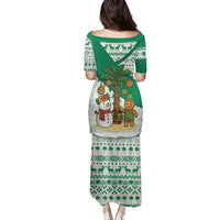 Nigeria Christmas Family Matching Puletasi and Hawaiian Shirt with Gingerbread Snowman Palm Tree and Tribal Mask Design - Wonder Print Shop
