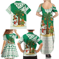 Nigeria Christmas Family Matching Summer Maxi Dress and Hawaiian Shirt with Gingerbread Snowman Palm Tree and Tribal Mask Design - Wonder Print Shop