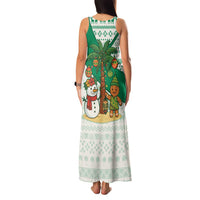 Nigeria Christmas Family Matching Tank Maxi Dress and Hawaiian Shirt with Gingerbread Snowman Palm Tree and Tribal Mask Design - Wonder Print Shop