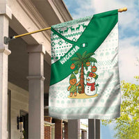 Nigeria Christmas Garden Flag with Gingerbread Snowman Palm Tree and Tribal Mask Design - Wonder Print Shop