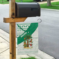 Nigeria Christmas Garden Flag with Gingerbread Snowman Palm Tree and Tribal Mask Design - Wonder Print Shop