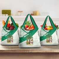 Nigeria Christmas Grocery Bag with Gingerbread Snowman Palm Tree and Tribal Mask Design - Wonder Print Shop