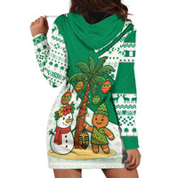 Nigeria Christmas Hoodie Dress with Gingerbread Snowman Palm Tree and Tribal Mask Design - Wonder Print Shop