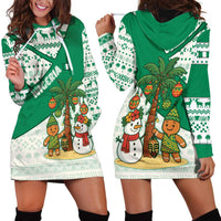 Nigeria Christmas Hoodie Dress with Gingerbread Snowman Palm Tree and Tribal Mask Design - Wonder Print Shop