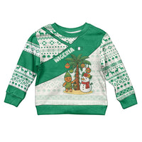 Nigeria Christmas Kid Ugly Christmas Sweater with Gingerbread Snowman Palm Tree and Tribal Mask Design - Wonder Print Shop