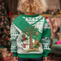 Nigeria Christmas Kid Ugly Christmas Sweater with Gingerbread Snowman Palm Tree and Tribal Mask Design - Wonder Print Shop