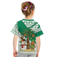 Nigeria Christmas Kid T Shirt with Gingerbread Snowman Palm Tree and Tribal Mask Design - Wonder Print Shop