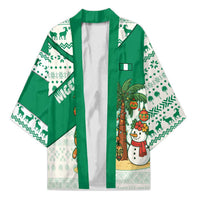 Nigeria Christmas Kimono with Gingerbread Snowman Palm Tree and Tribal Mask Design - Wonder Print Shop