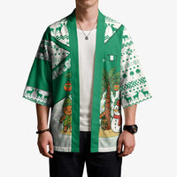 Nigeria Christmas Kimono with Gingerbread Snowman Palm Tree and Tribal Mask Design - Wonder Print Shop