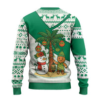 Nigeria Christmas Ugly Christmas Sweater with Gingerbread Snowman Palm Tree and Tribal Mask Design - Wonder Print Shop