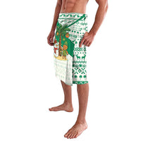 Nigeria Christmas Lavalava with Gingerbread Snowman Palm Tree and Tribal Mask Design - Wonder Print Shop