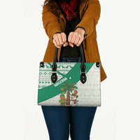 Nigeria Christmas Leather Bag with Gingerbread Snowman Palm Tree and Tribal Mask Design - Wonder Print Shop