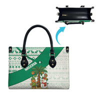 Nigeria Christmas Leather Bag with Gingerbread Snowman Palm Tree and Tribal Mask Design - Wonder Print Shop