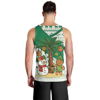 Nigeria Christmas Men Tank Top with Gingerbread Snowman Palm Tree and Tribal Mask Design - Wonder Print Shop