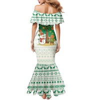 Nigeria Christmas Mermaid Dress with Gingerbread Snowman Palm Tree and Tribal Mask Design - Wonder Print Shop