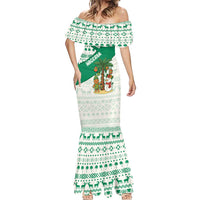 Nigeria Christmas Mermaid Dress with Gingerbread Snowman Palm Tree and Tribal Mask Design - Wonder Print Shop