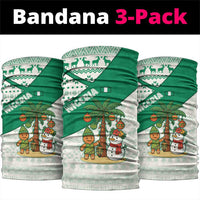 Nigeria Christmas Neck Gaiter with Gingerbread Snowman Palm Tree and Tribal Mask Design - Wonder Print Shop