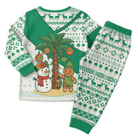 Nigeria Christmas Pajama Set with Gingerbread Snowman Palm Tree and Tribal Mask Design - Wonder Print Shop