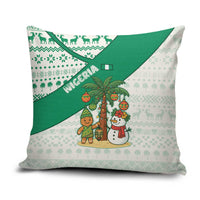 Nigeria Christmas Pillow Cover with Gingerbread Snowman Palm Tree and Tribal Mask Design - Wonder Print Shop