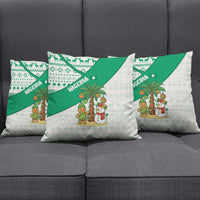 Nigeria Christmas Pillow Cover with Gingerbread Snowman Palm Tree and Tribal Mask Design - Wonder Print Shop