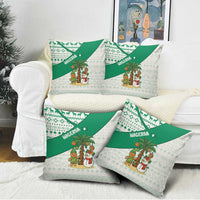 Nigeria Christmas Pillow Cover with Gingerbread Snowman Palm Tree and Tribal Mask Design - Wonder Print Shop