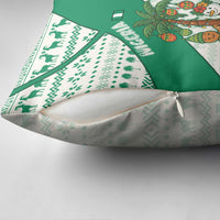 Nigeria Christmas Pillow Cover with Gingerbread Snowman Palm Tree and Tribal Mask Design - Wonder Print Shop