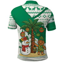 Nigeria Christmas Polo Shirt with Gingerbread Snowman Palm Tree and Tribal Mask Design - Wonder Print Shop