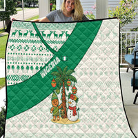 Nigeria Christmas Quilt with Gingerbread Snowman Palm Tree and Tribal Mask Design - Wonder Print Shop