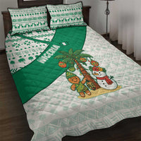 Nigeria Christmas Quilt Bed Set with Gingerbread Snowman Palm Tree and Tribal Mask Design - Wonder Print Shop
