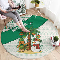 Nigeria Christmas Round Carpet with Gingerbread Snowman Palm Tree and Tribal Mask Design - Wonder Print Shop