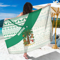 Nigeria Christmas Sarong with Gingerbread Snowman Palm Tree and Tribal Mask Design - Wonder Print Shop