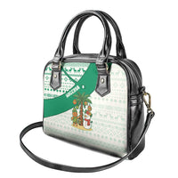 Nigeria Christmas Shoulder Handbag with Gingerbread Snowman Palm Tree and Tribal Mask Design - Wonder Print Shop