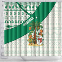Nigeria Christmas Shower Curtain with Gingerbread Snowman Palm Tree and Tribal Mask Design - Wonder Print Shop