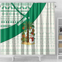 Nigeria Christmas Shower Curtain with Gingerbread Snowman Palm Tree and Tribal Mask Design - Wonder Print Shop