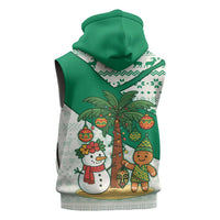 Nigeria Christmas Sleeveless Zip Hoodie with Gingerbread Snowman Palm Tree and Tribal Mask Design - Wonder Print Shop