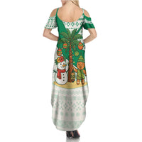 Nigeria Christmas Summer Maxi Dress with Gingerbread Snowman Palm Tree and Tribal Mask Design - Wonder Print Shop