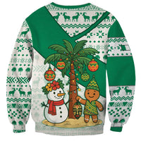 Nigeria Christmas Sweatshirt with Gingerbread Snowman Palm Tree and Tribal Mask Design - Wonder Print Shop