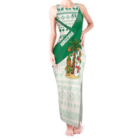 Nigeria Christmas Tank Maxi Dress with Gingerbread Snowman Palm Tree and Tribal Mask Design - Wonder Print Shop