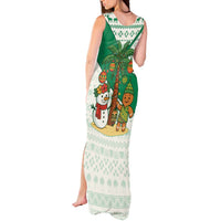 Nigeria Christmas Tank Maxi Dress with Gingerbread Snowman Palm Tree and Tribal Mask Design - Wonder Print Shop