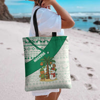 Nigeria Christmas Tote Bag with Gingerbread Snowman Palm Tree and Tribal Mask Design - Wonder Print Shop