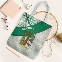 Nigeria Christmas Tote Bag with Gingerbread Snowman Palm Tree and Tribal Mask Design - Wonder Print Shop