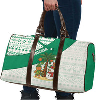 Nigeria Christmas Travel Bag with Gingerbread Snowman Palm Tree and Tribal Mask Design - Wonder Print Shop